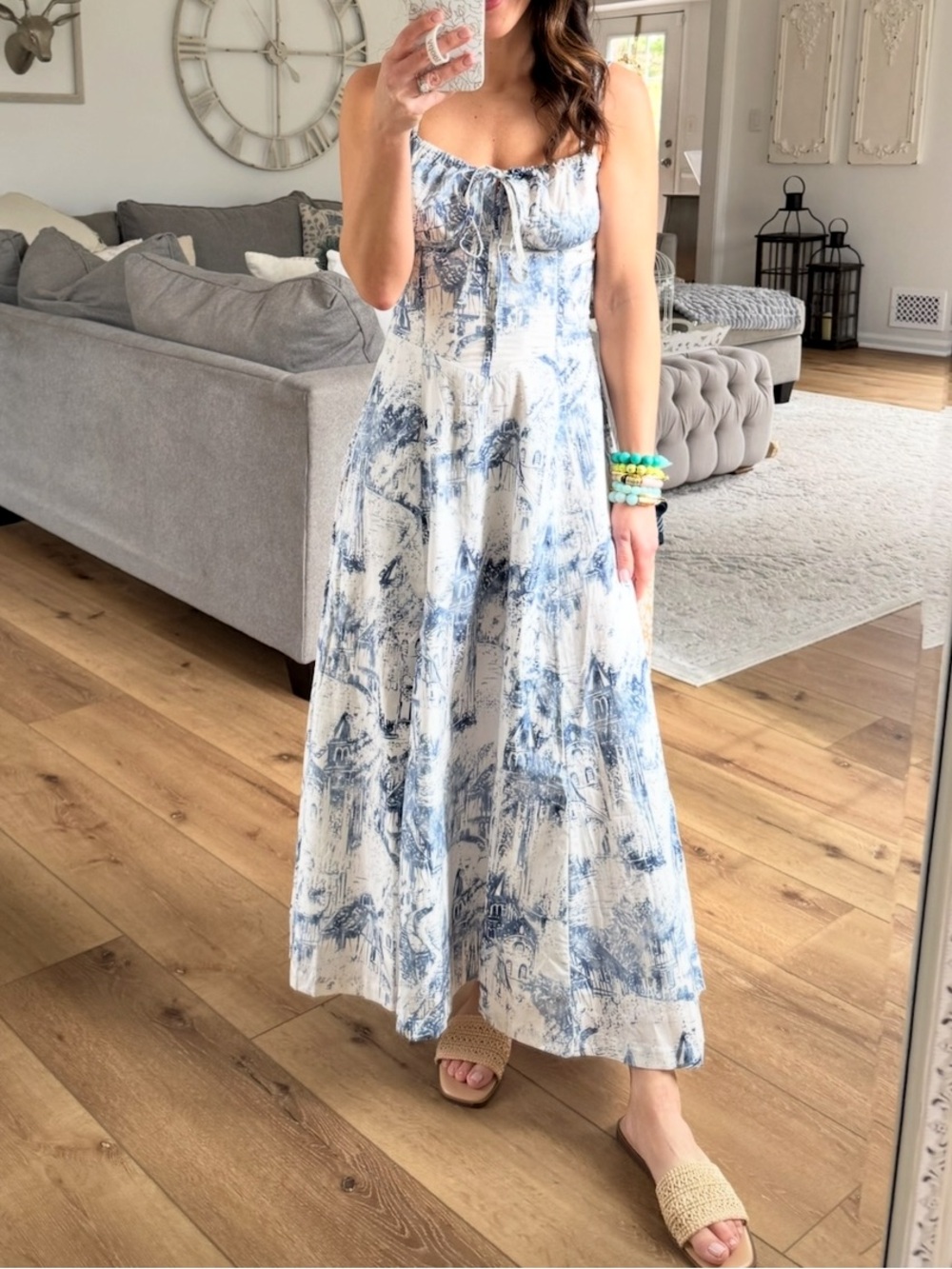 Blue & White Toile Sundress Maxi